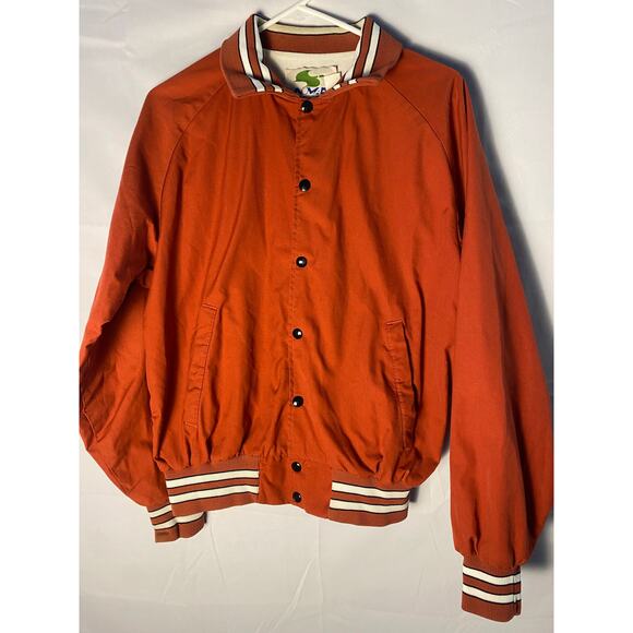 Vintage NOMAD Red Orange Button Snap Bomber Jacket Men's Size Medium - Picture 1 of 2